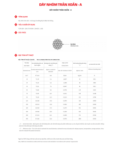Thông số kỹ thuật cáp nhôm trần xoắn A - Cadivi