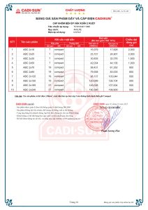 Bảng giá cáp nhôm vặn xoắn Cadisun Abc 2x